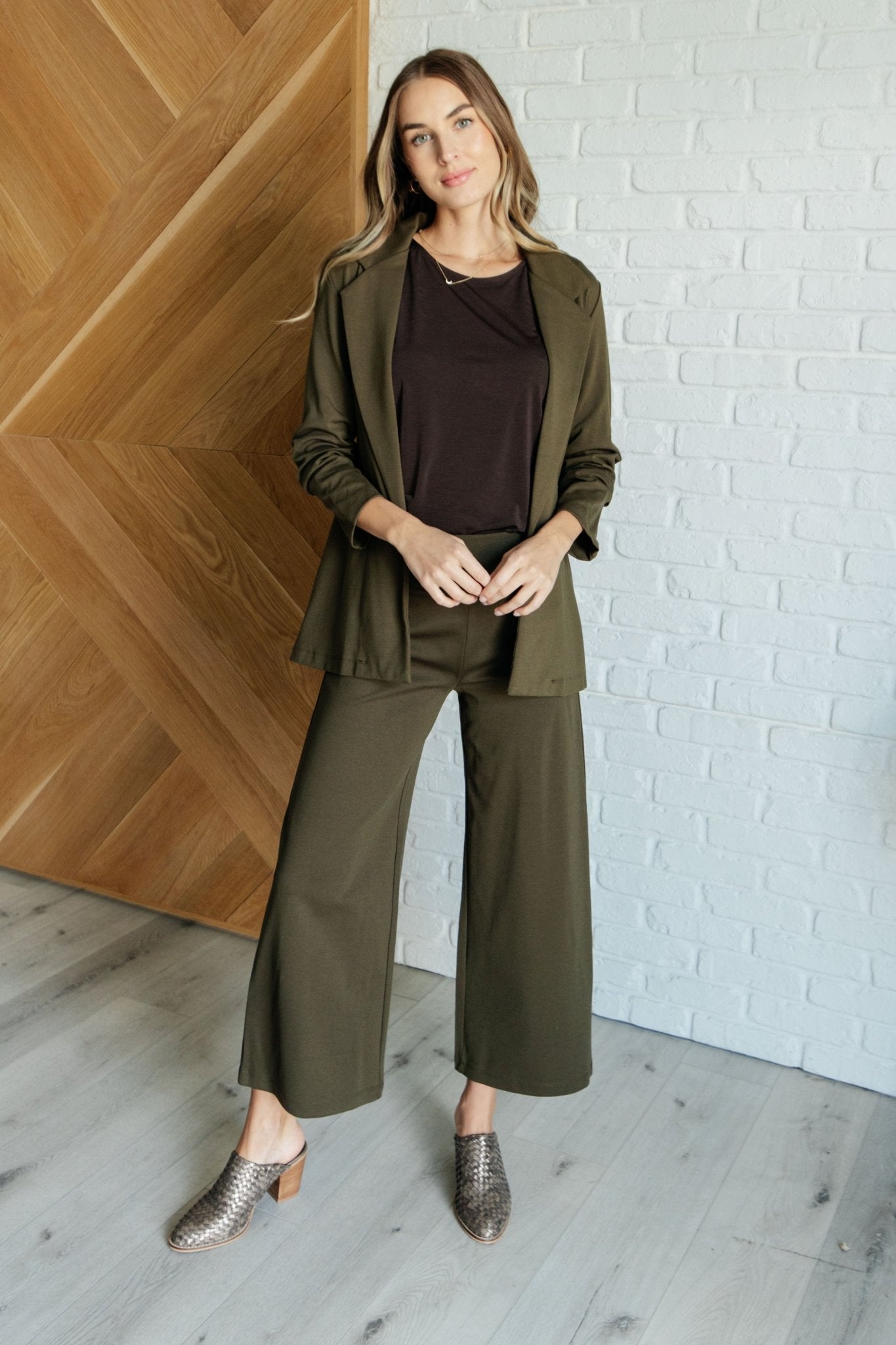 Magic Wide Leg Crop Pants in Olive - Driftwood Boutique