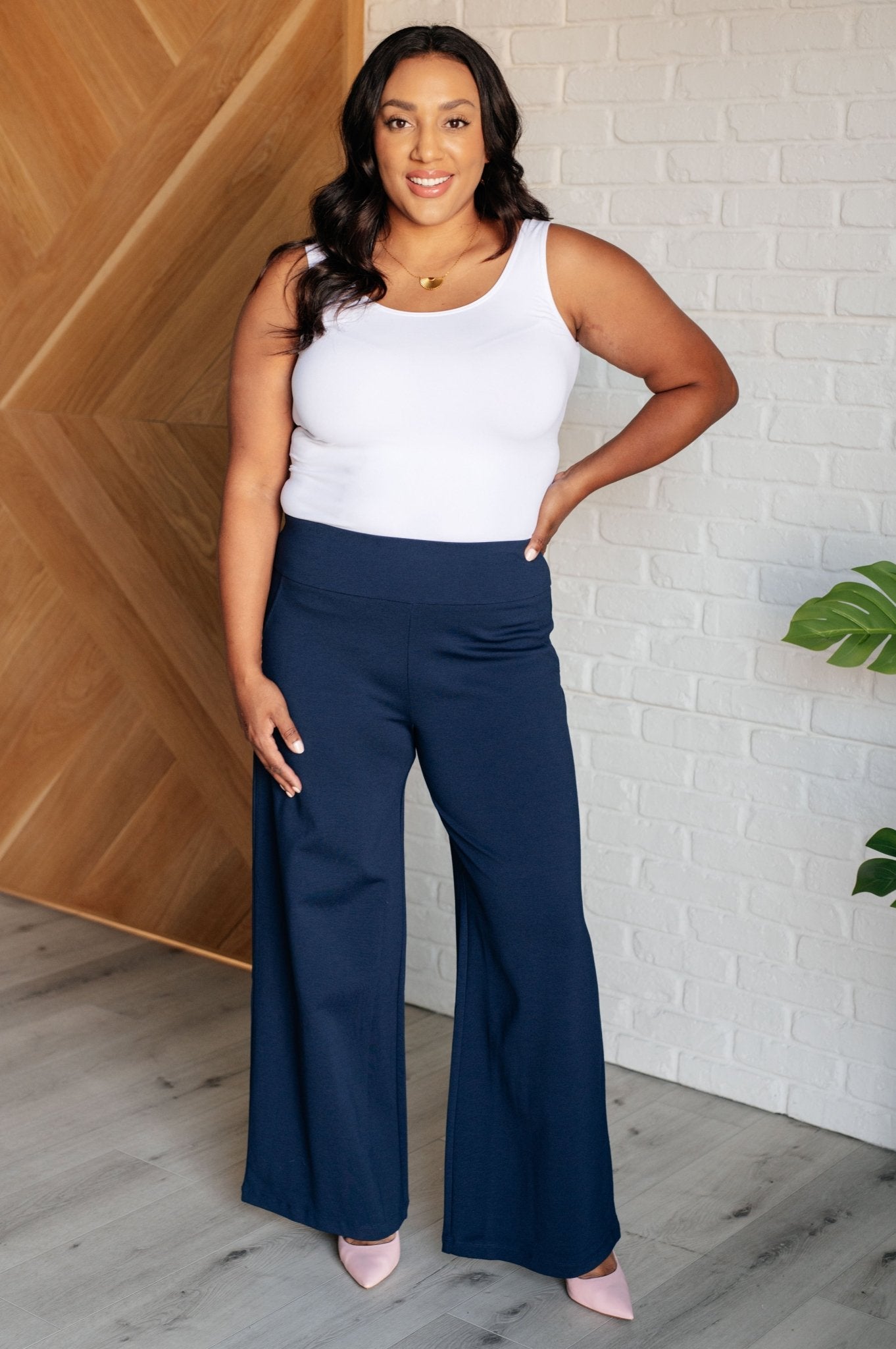 Magic Wide Leg Pants in Navy - Driftwood Boutique