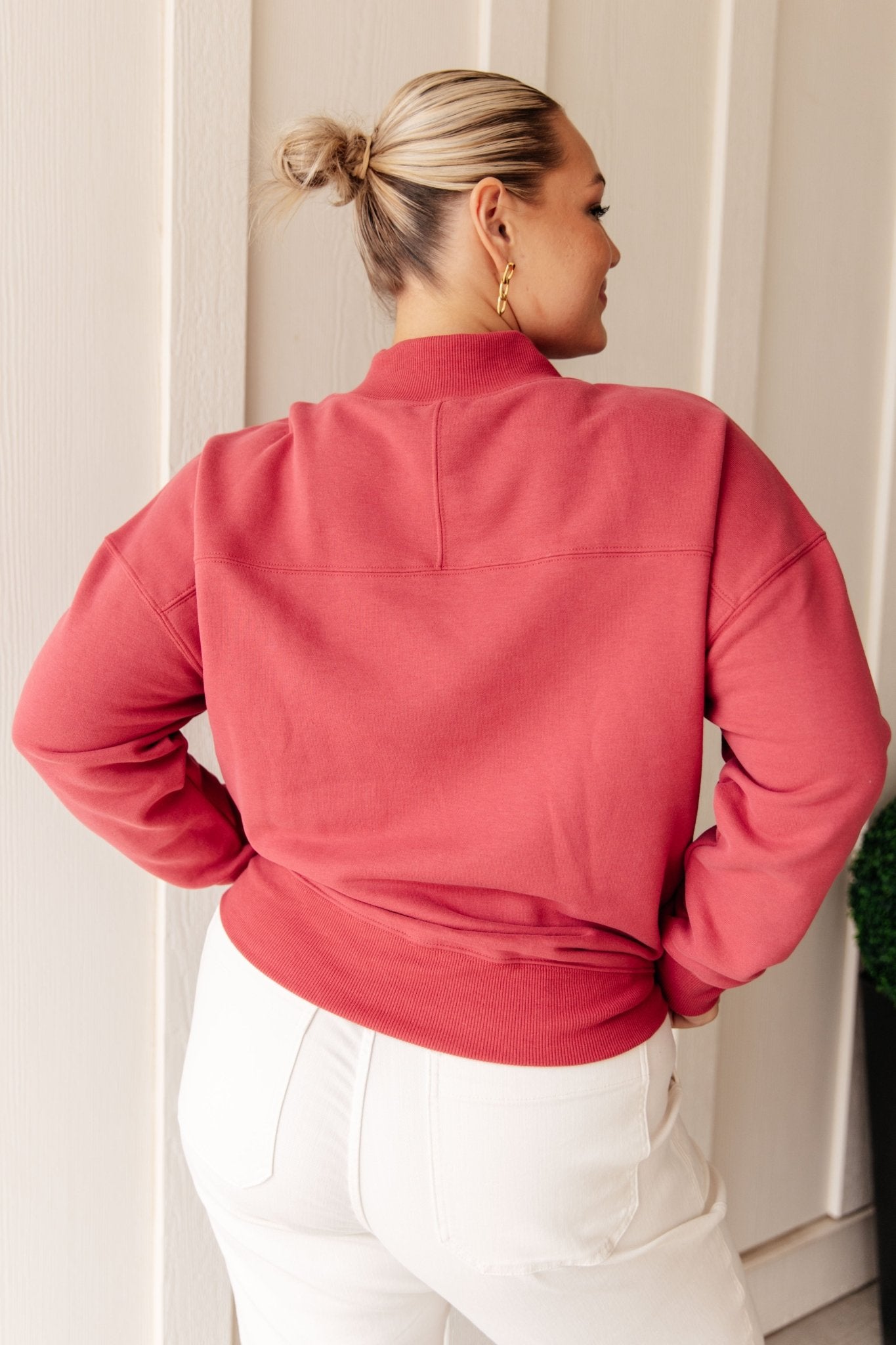 Make No Mistake Mock Neck Pullover in Cranberry - Driftwood Boutique