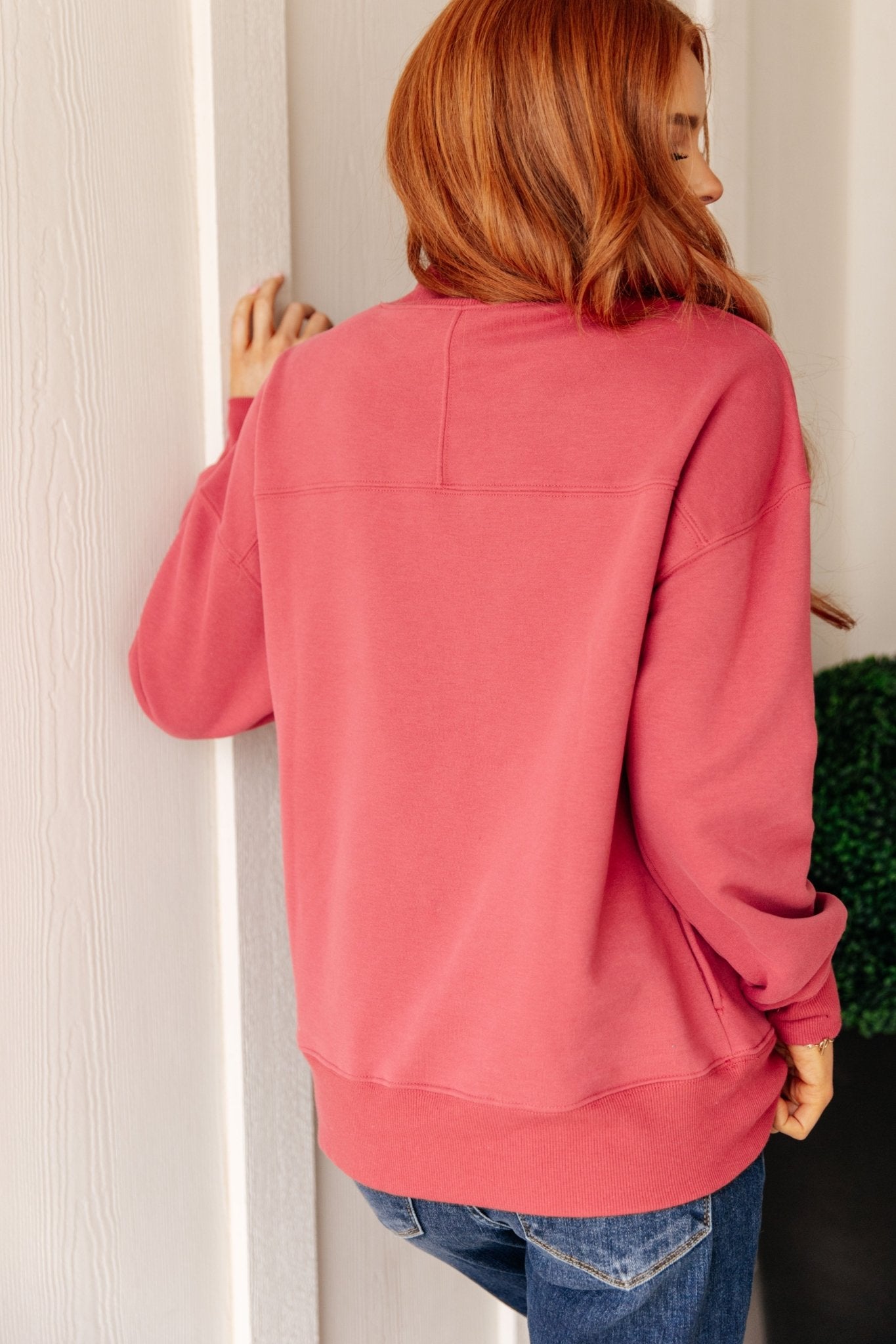 Make No Mistake Mock Neck Pullover in Cranberry - Driftwood Boutique