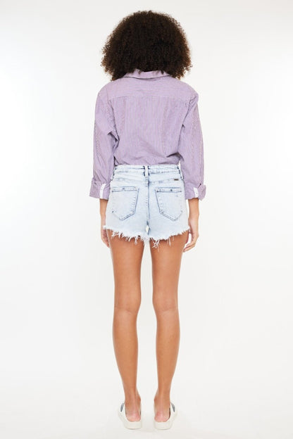 Maria High Rise Frayed Hem Denim Shorts - Driftwood Boutique