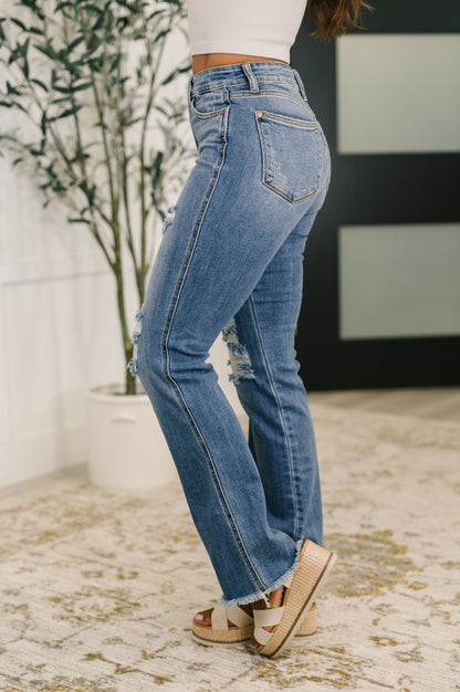 Maureen High Rise Distressed Bootcut Jeans - Driftwood Boutique