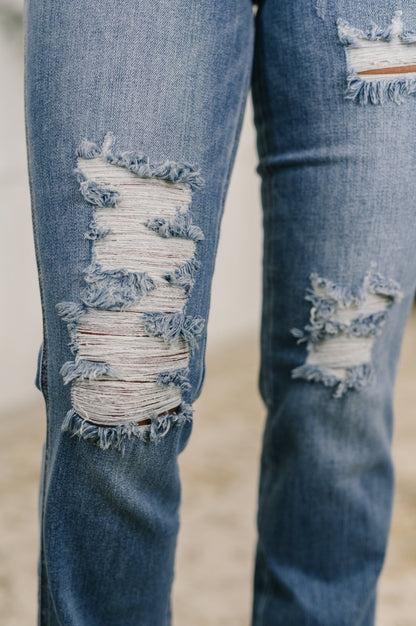 Maureen High Rise Distressed Bootcut Jeans - Driftwood Boutique