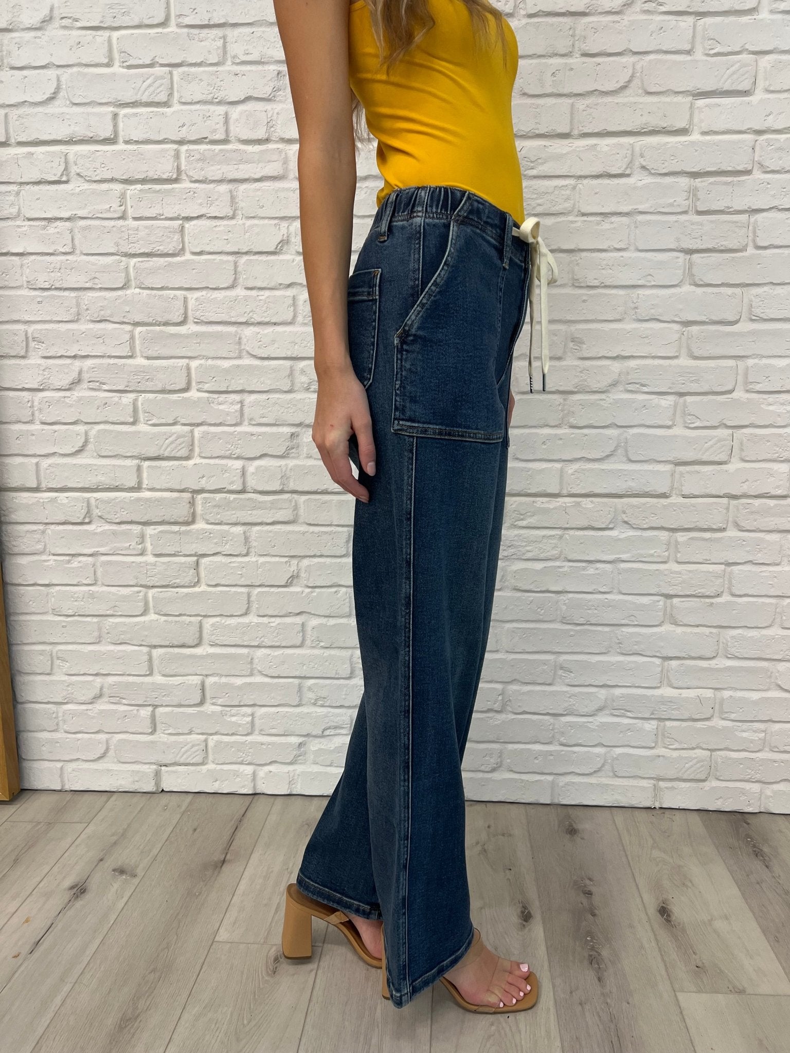 Melanie High Rise Drawstring Wide Leg Jeans - Driftwood Boutique