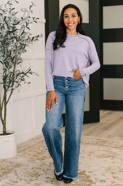 Mellow Mood Heathered Pullover in Lavender - Driftwood Boutique