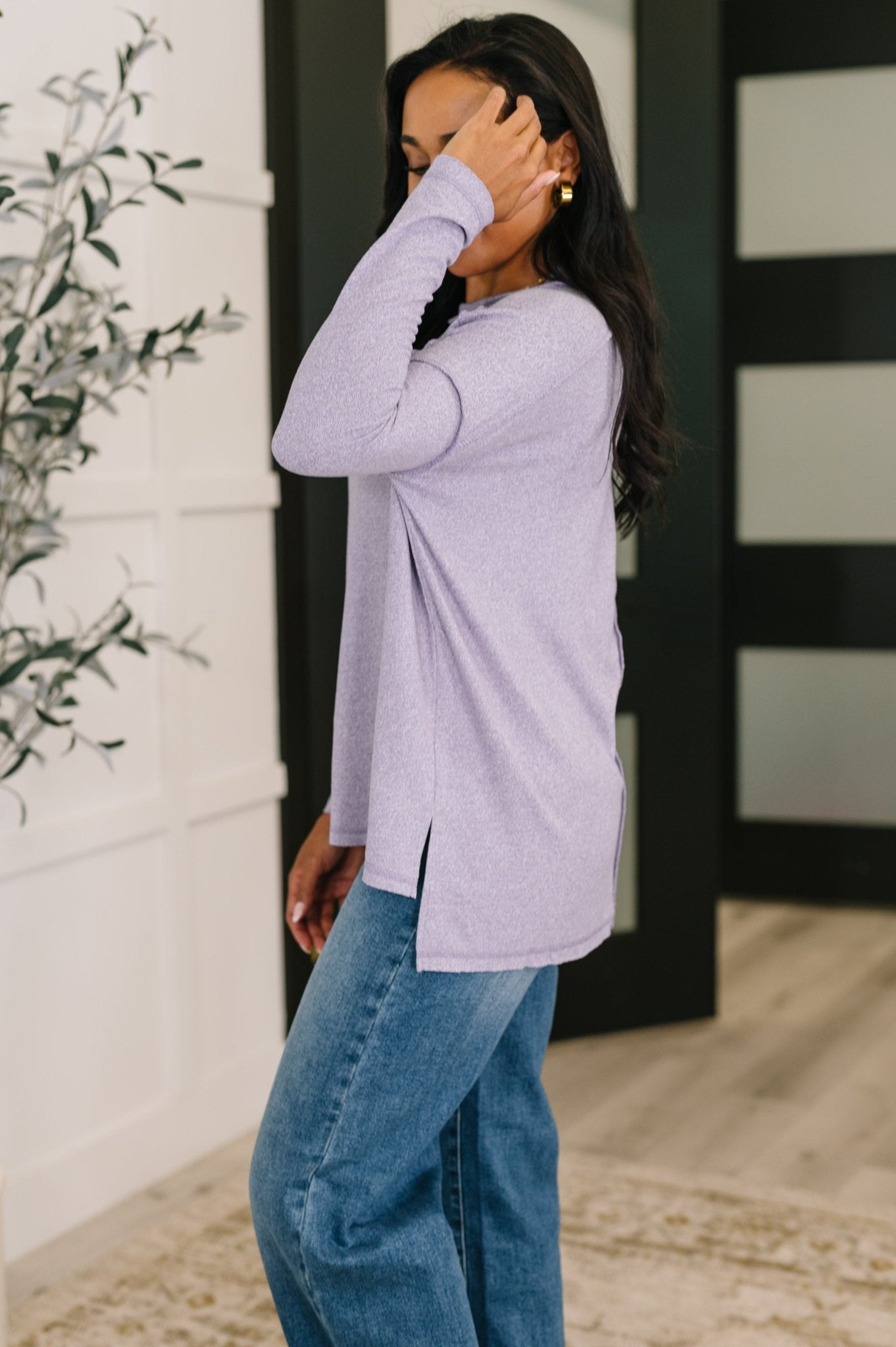 Mellow Mood Heathered Pullover in Lavender - Driftwood Boutique