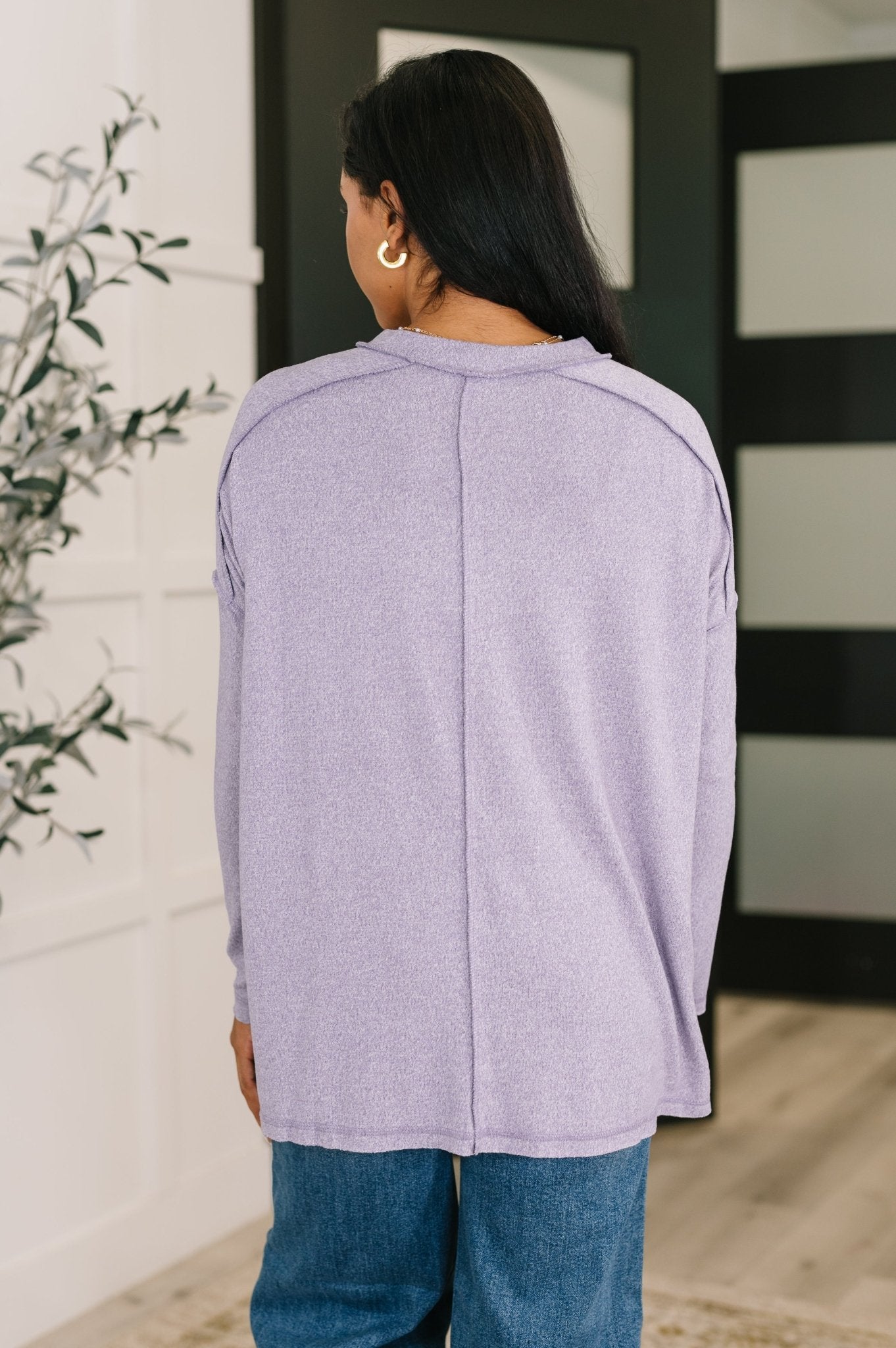 Mellow Mood Heathered Pullover in Lavender - Driftwood Boutique