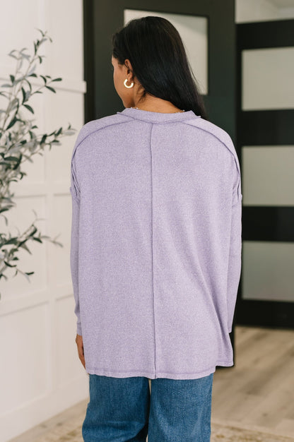 Mellow Mood Heathered Pullover in Lavender - Driftwood Boutique
