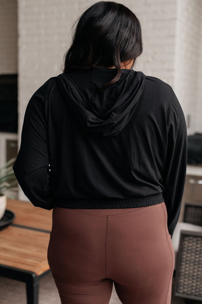 Morning Run Half Zip Hoodie in Black - Driftwood Boutique