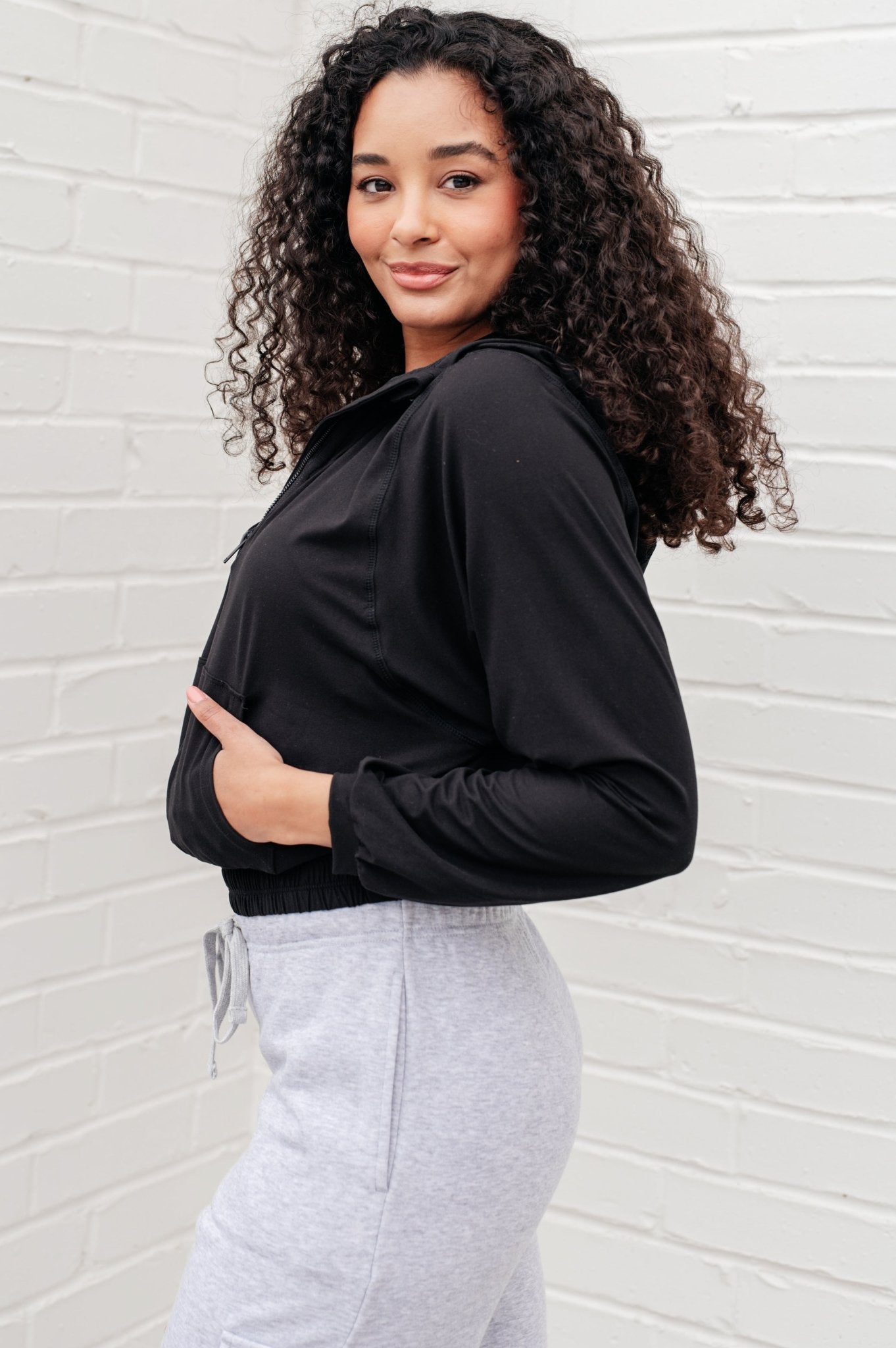 Morning Run Half Zip Hoodie in Black - Driftwood Boutique