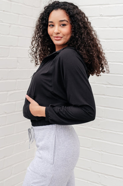 Morning Run Half Zip Hoodie in Black - Driftwood Boutique