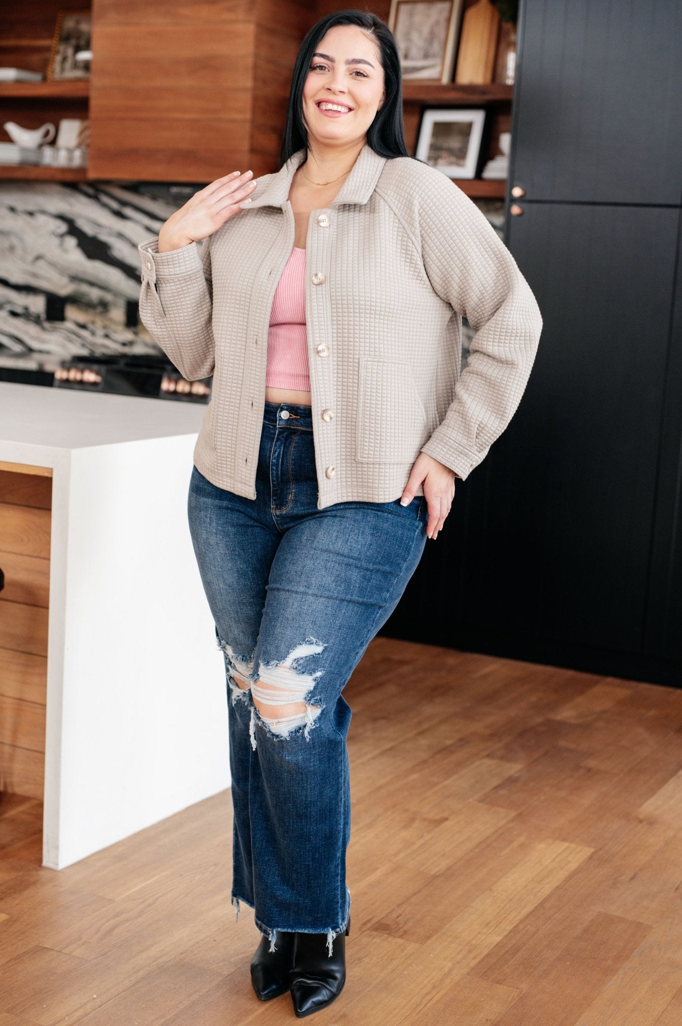 My Best Offer Quilted Texture Shacket - Driftwood Boutique