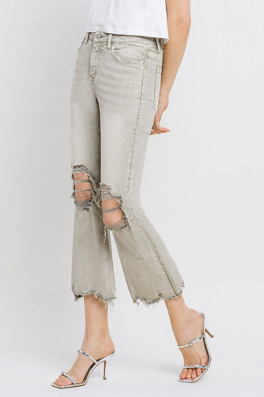 Mya Raw Hem Cropped Flare Jeans - Driftwood Boutique