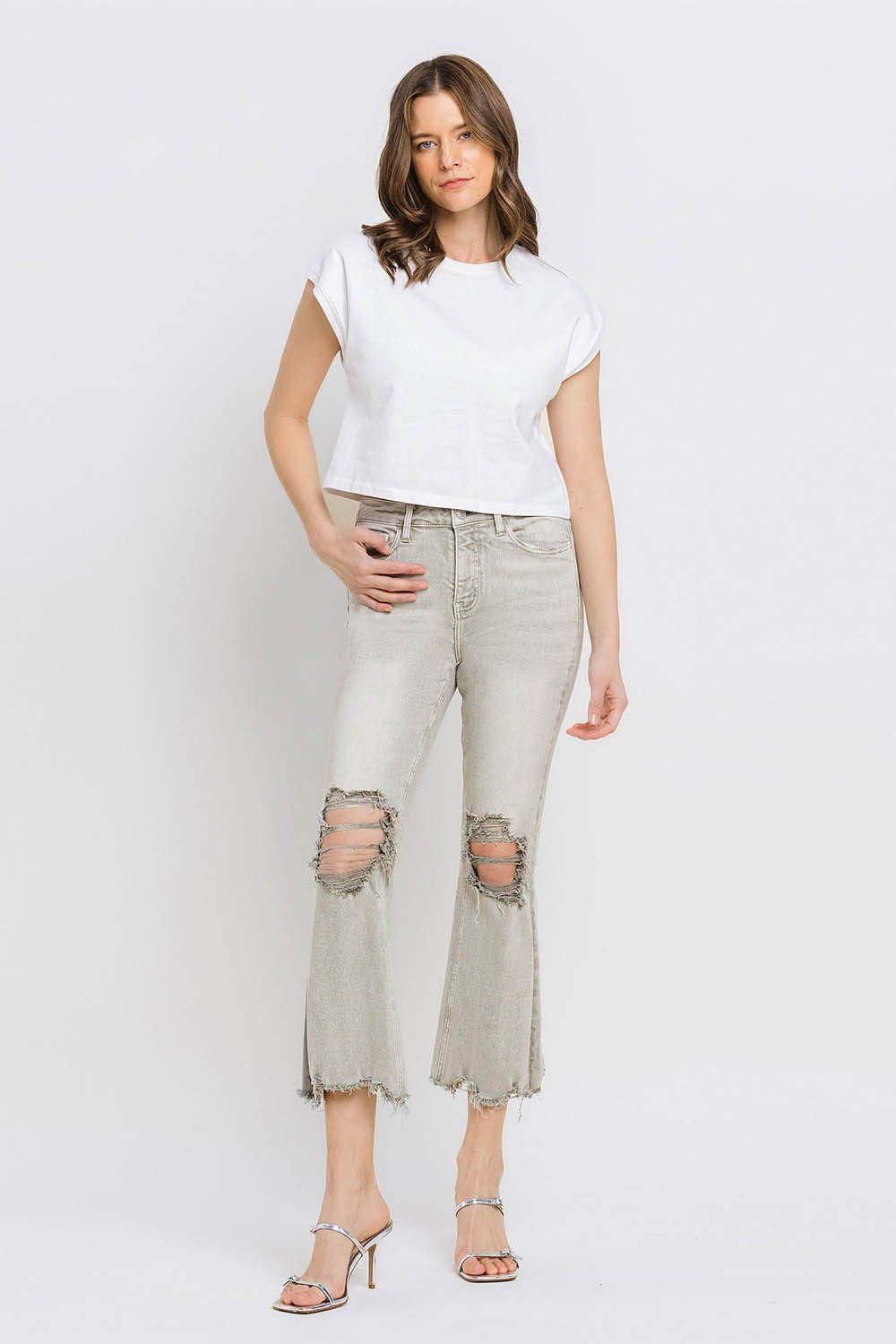 Mya Raw Hem Cropped Flare Jeans - Driftwood Boutique
