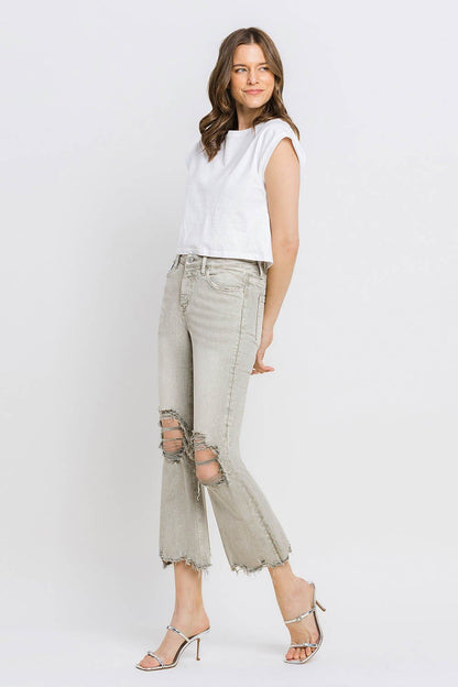 Mya Raw Hem Cropped Flare Jeans - Driftwood Boutique