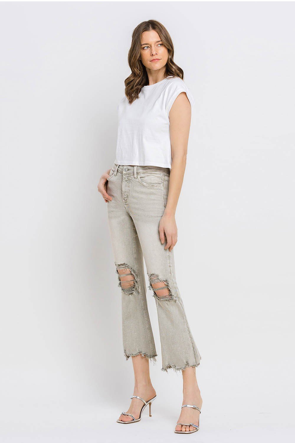 Mya Raw Hem Cropped Flare Jeans - Driftwood Boutique