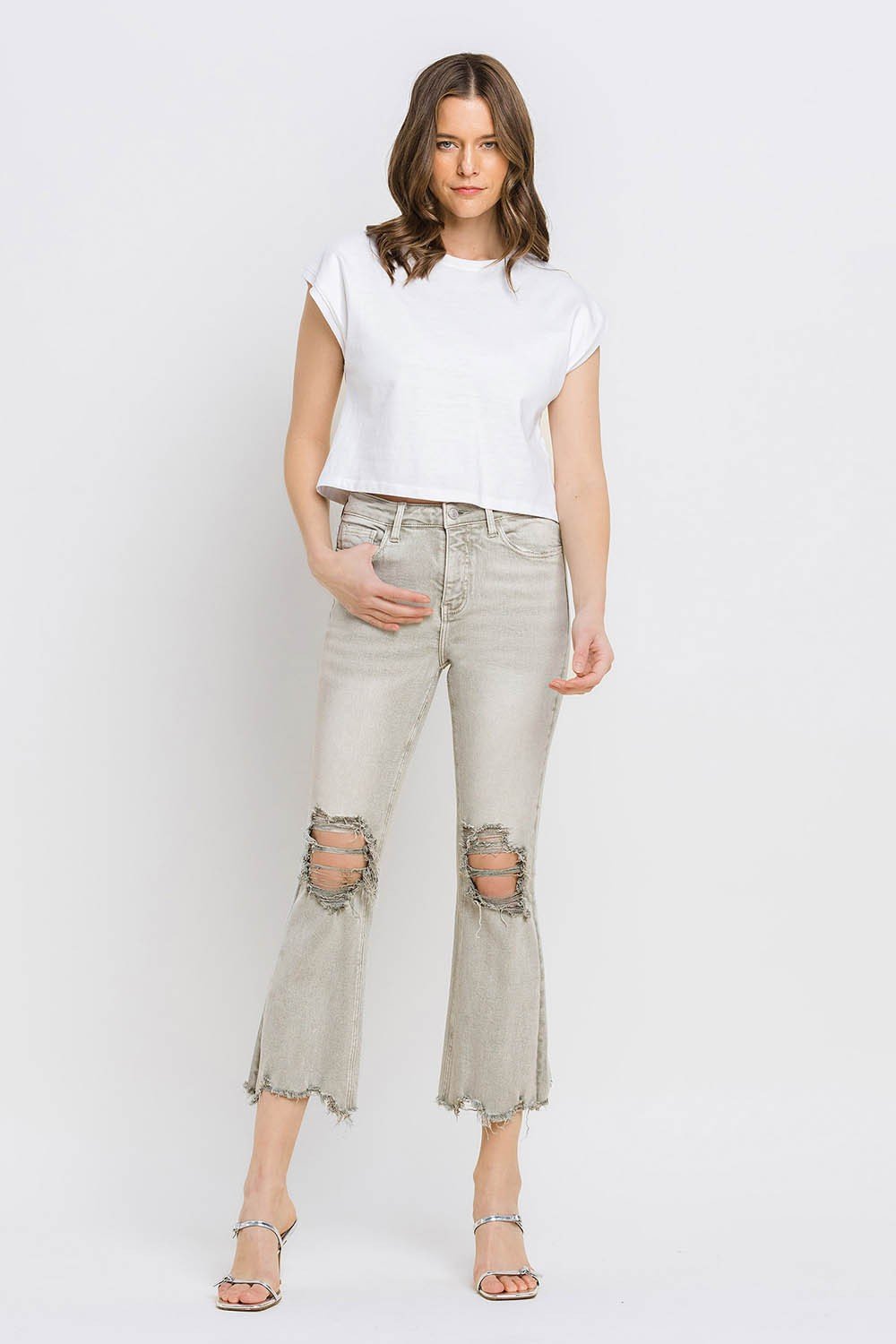 Mya Raw Hem Cropped Flare Jeans - Driftwood Boutique