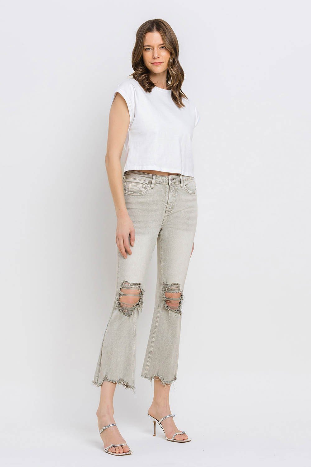 Mya Raw Hem Cropped Flare Jeans - Driftwood Boutique