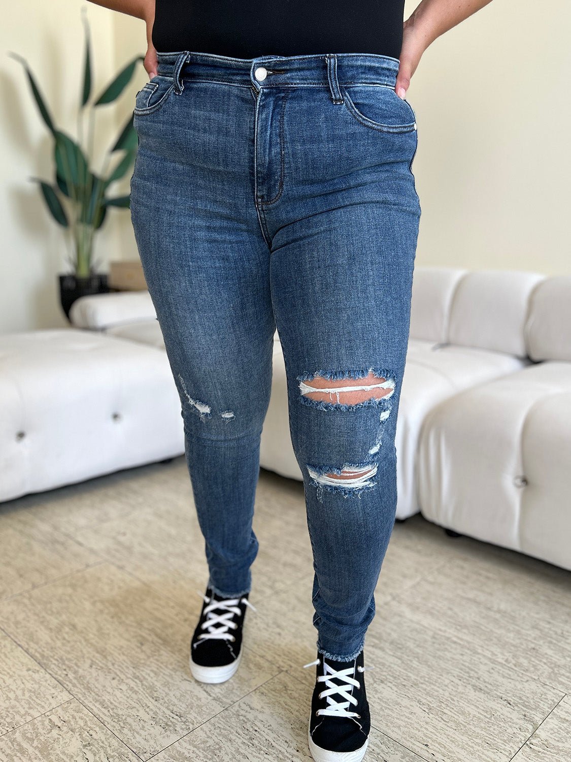 Natalie High Rise Distressed Skinny Jeans - Driftwood Boutique