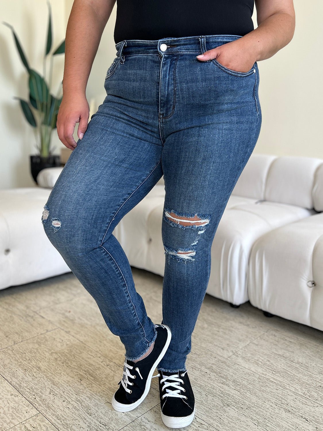Natalie High Rise Distressed Skinny Jeans - Driftwood Boutique