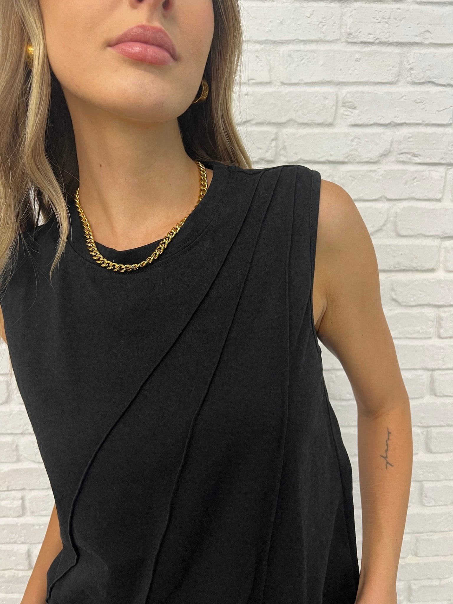 New Normal Pleat Detail Sleeveless Top in Black - Driftwood Boutique