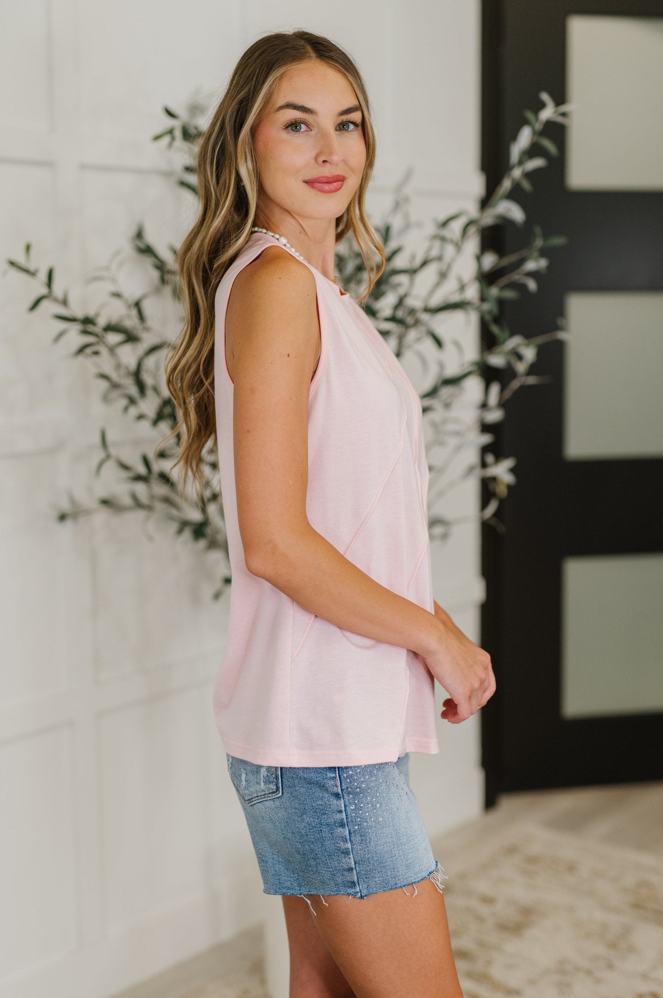 New Normal Pleat Detail Sleeveless Top in Pink - Driftwood Boutique