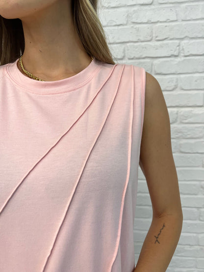 New Normal Pleat Detail Sleeveless Top in Pink - Driftwood Boutique