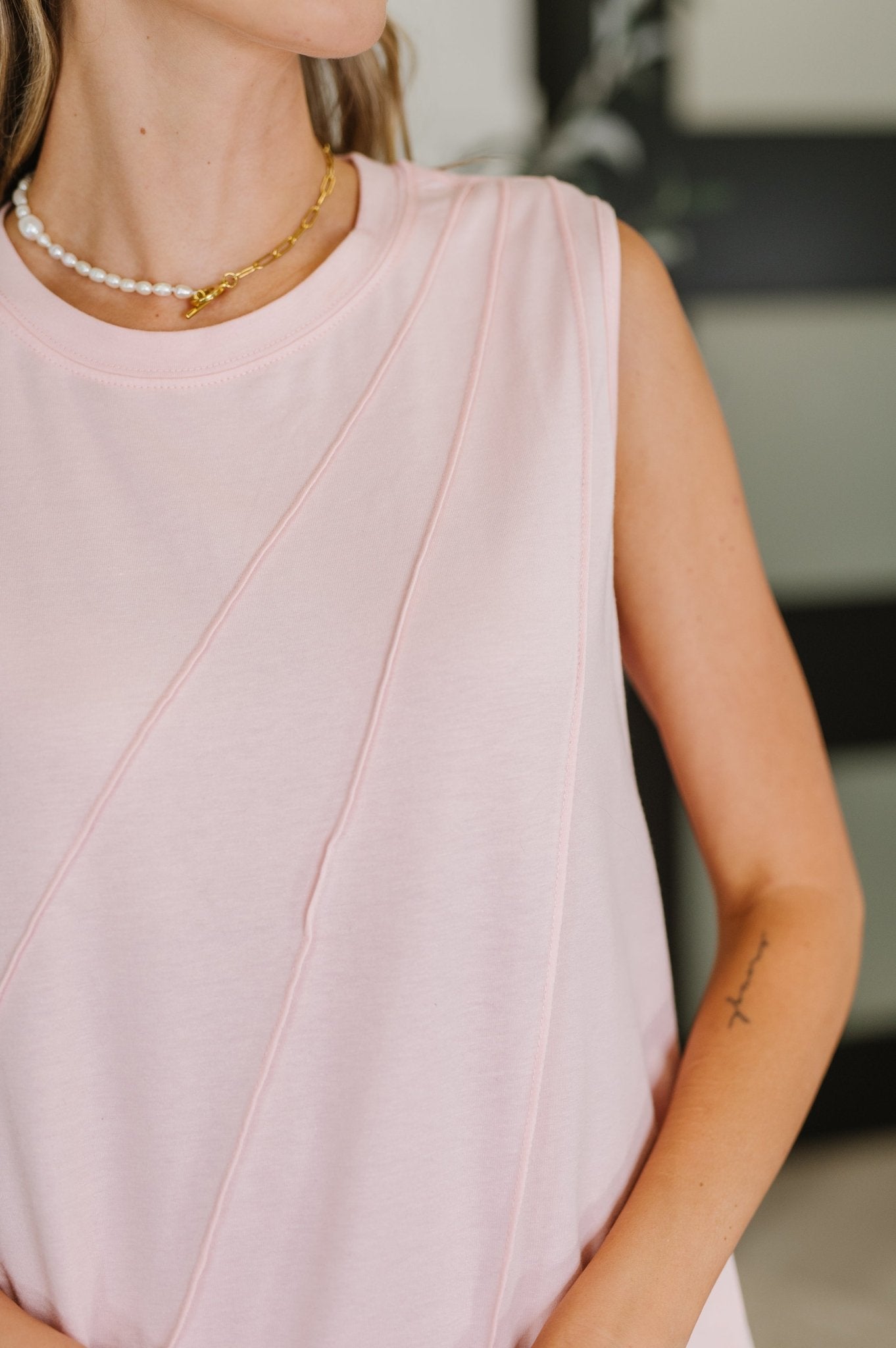 New Normal Pleat Detail Sleeveless Top in Pink - Driftwood Boutique
