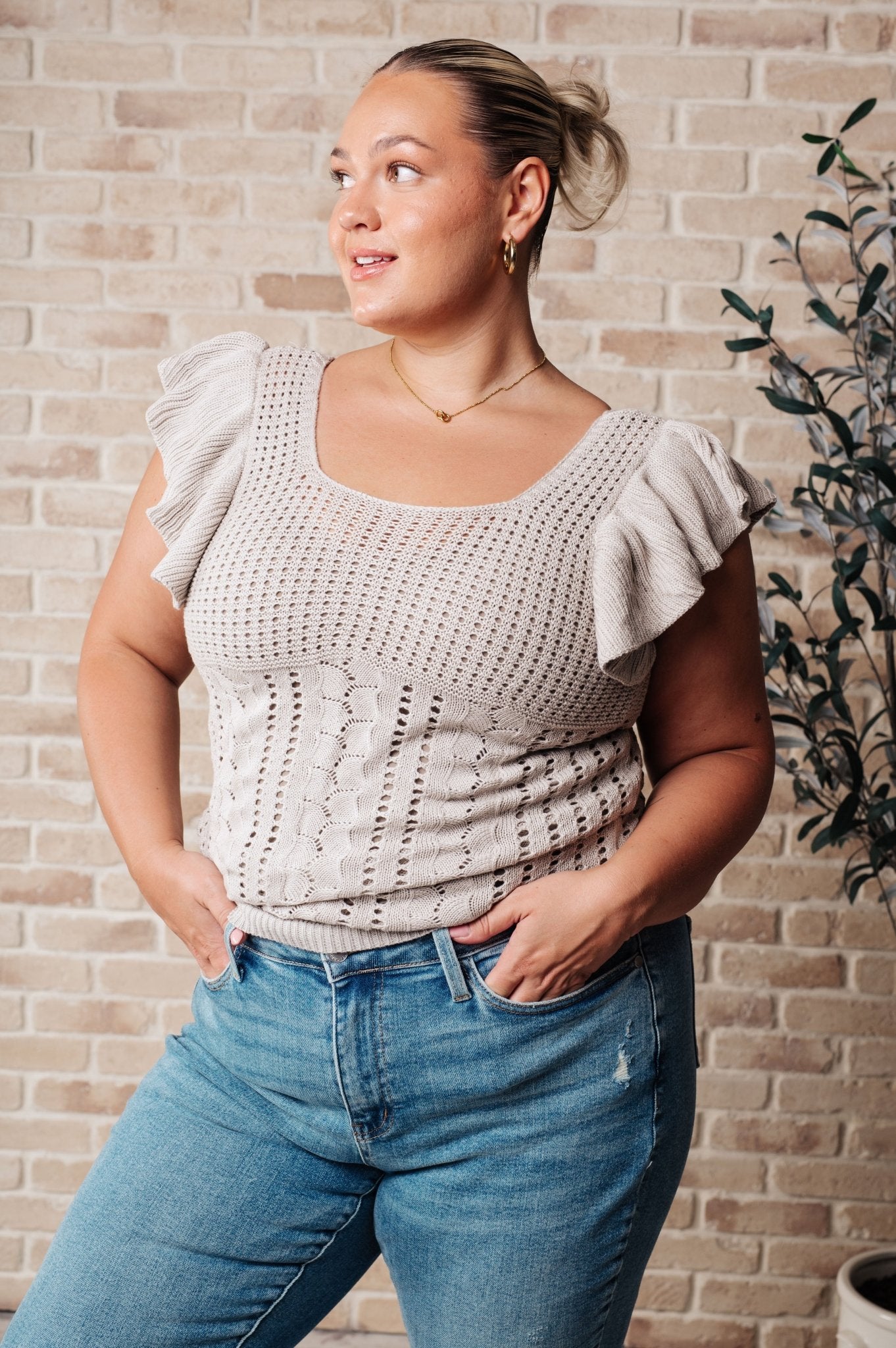 No One Knows Pointelle Knit Top - Driftwood Boutique