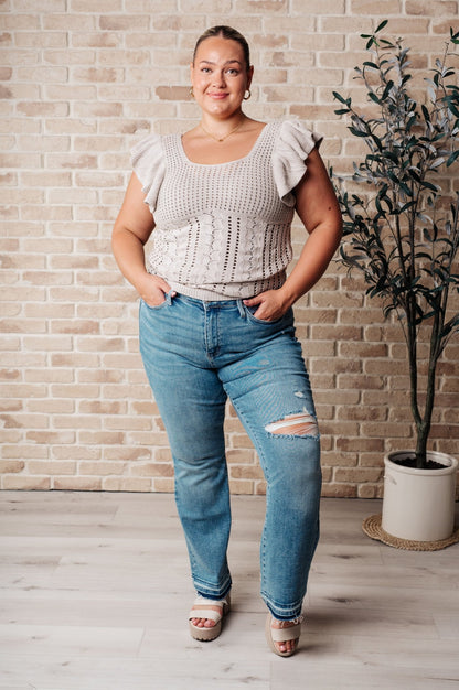 No One Knows Pointelle Knit Top - Driftwood Boutique
