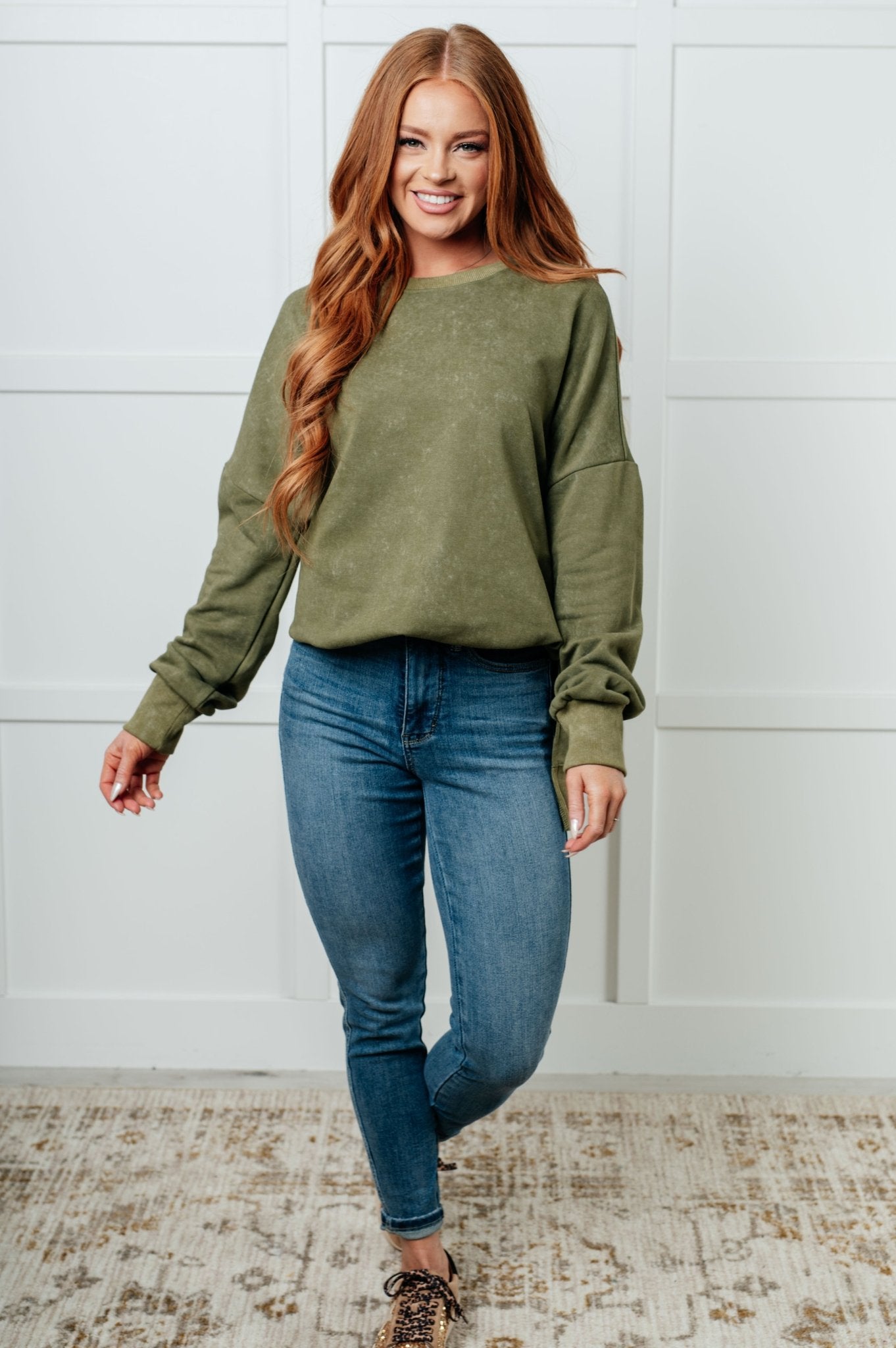 No Plain Jane Oversized Sweatshirt in Green - Driftwood Boutique