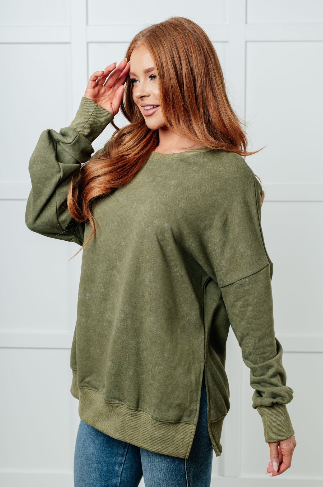 No Plain Jane Oversized Sweatshirt in Green - Driftwood Boutique