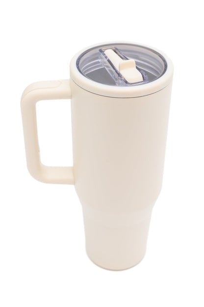 No Spill 40oz Tumbler in Off White - Driftwood Boutique