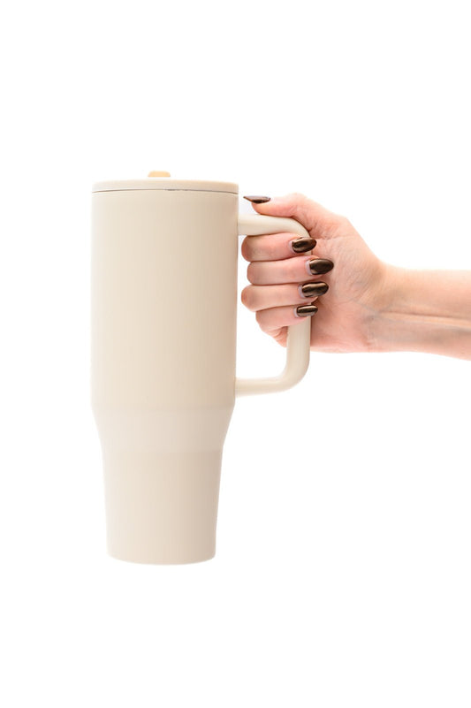 No Spill 40oz Tumbler in Off White - Driftwood Boutique