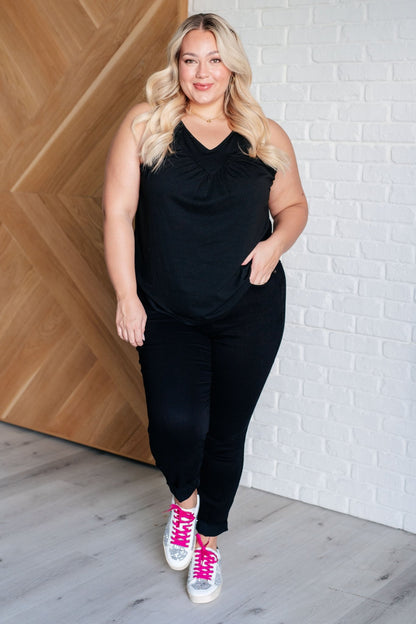 Not So Anxious V - Neck Tank in Black - Driftwood Boutique