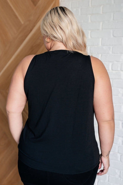 Not So Anxious V - Neck Tank in Black - Driftwood Boutique