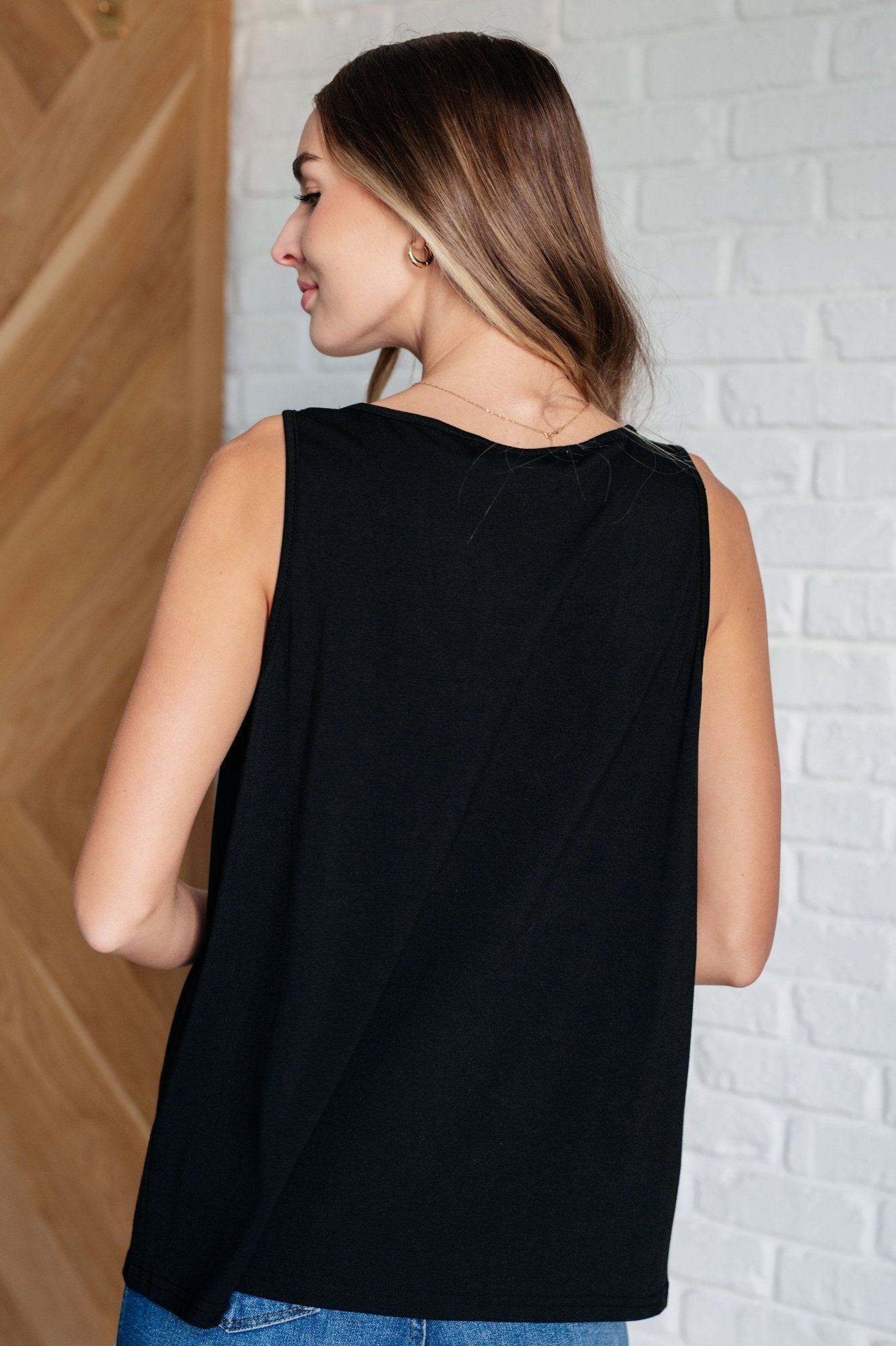 Not So Anxious V - Neck Tank in Black - Driftwood Boutique