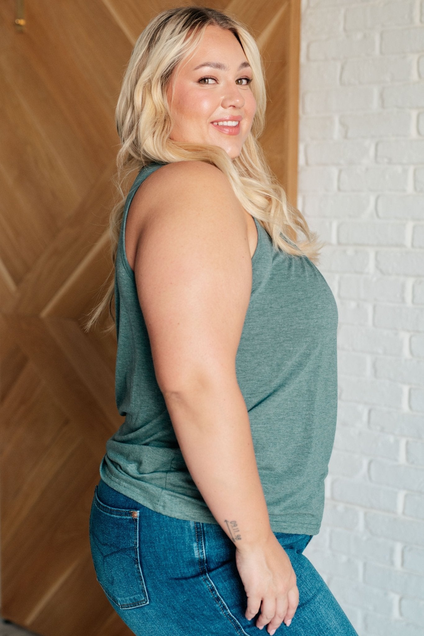 Not So Anxious V - Neck Tank in Mist - Driftwood Boutique