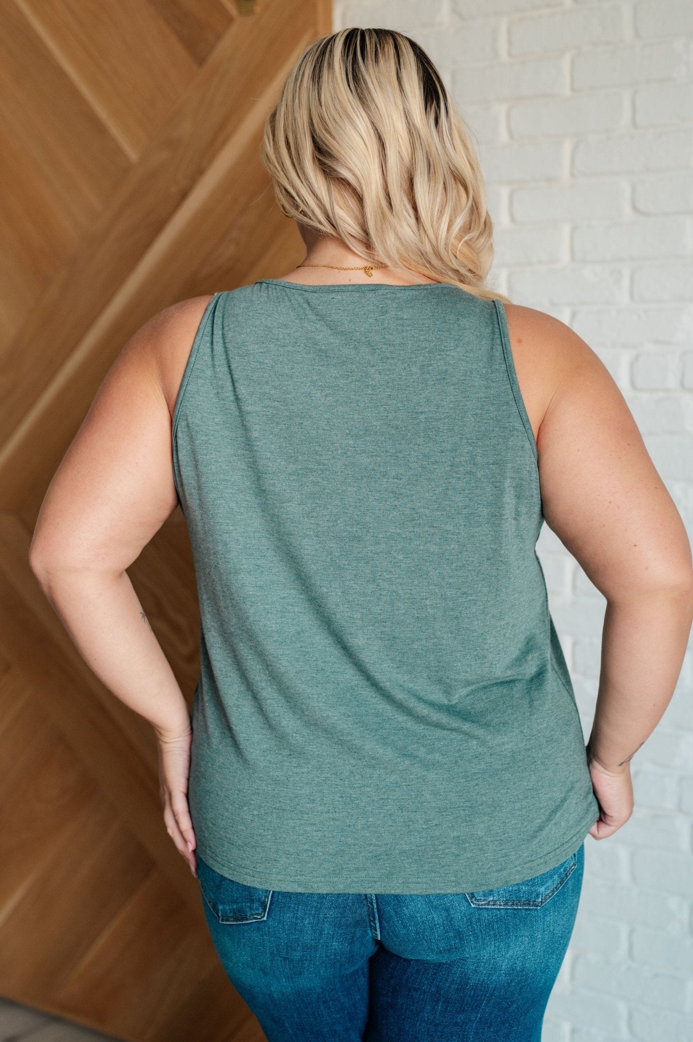 Not So Anxious V - Neck Tank in Mist - Driftwood Boutique