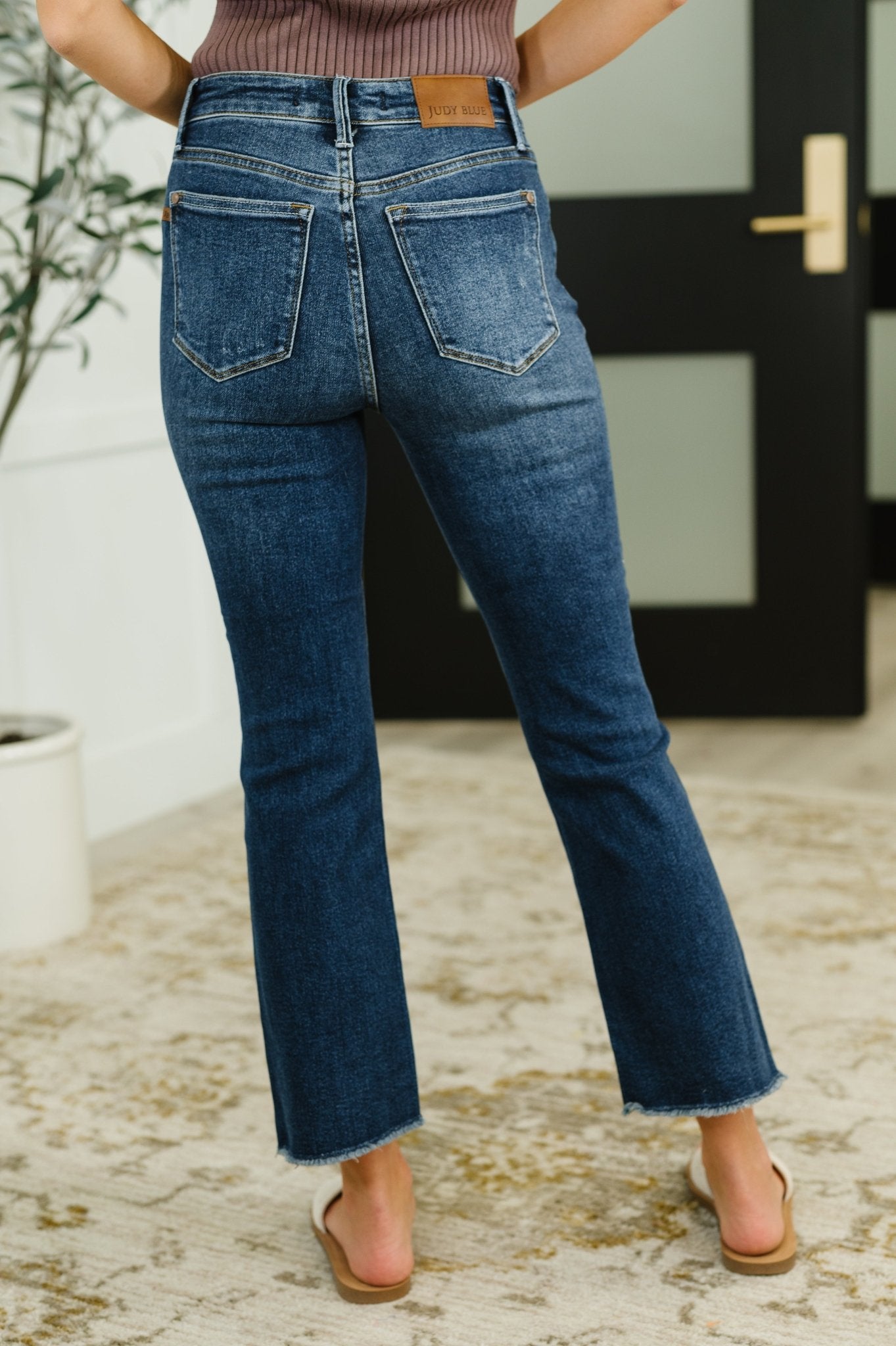 Nova High Waist Dark Wash Kick Flare - Driftwood Boutique