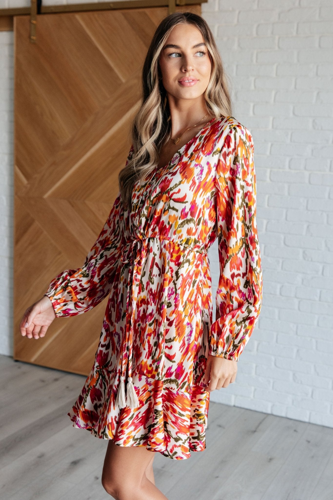 Once Upon a Dream V - Neck Balloon Sleeve Dress - Driftwood Boutique