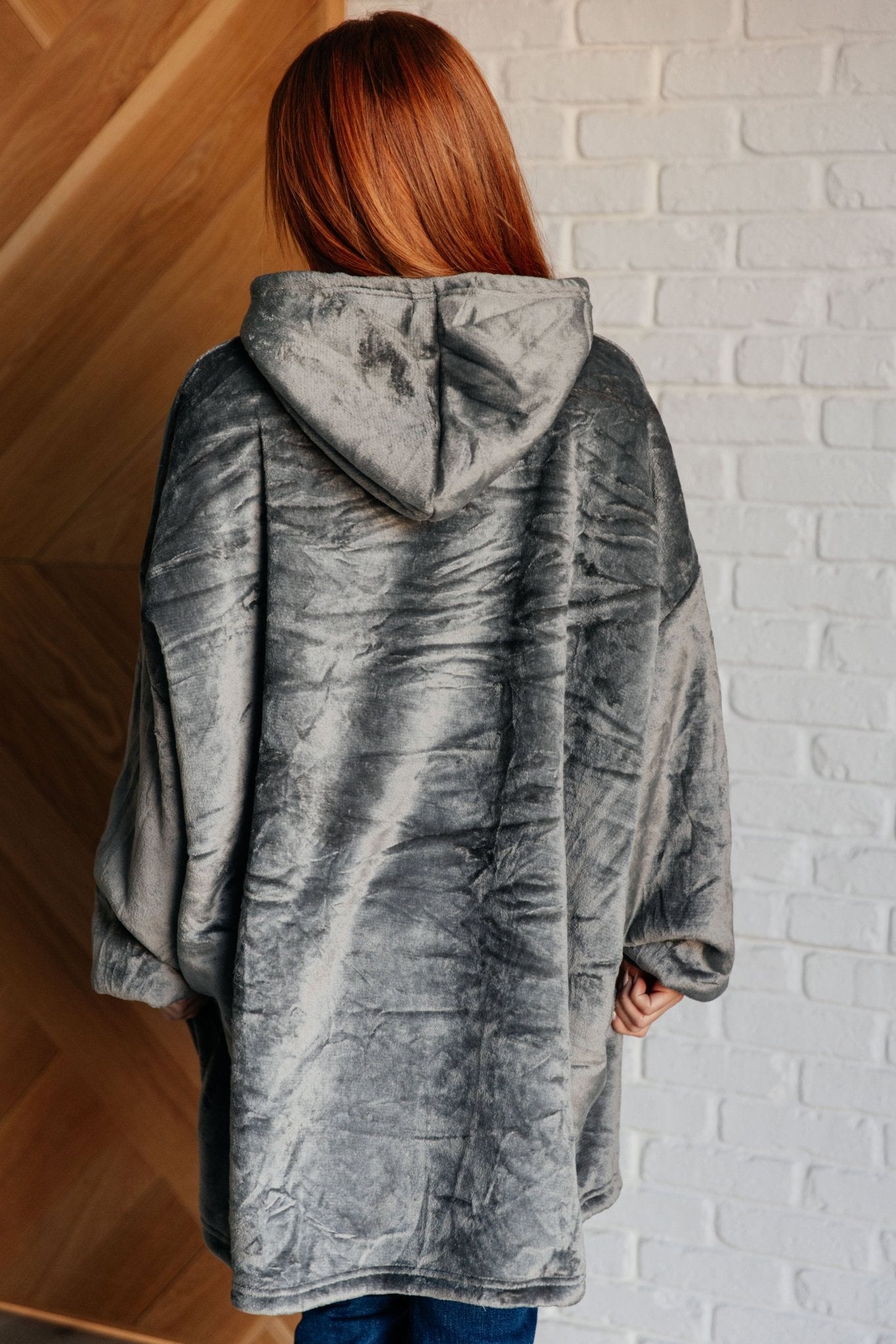 Oversized Velour Blanket Hoodie in Gray - Driftwood Boutique