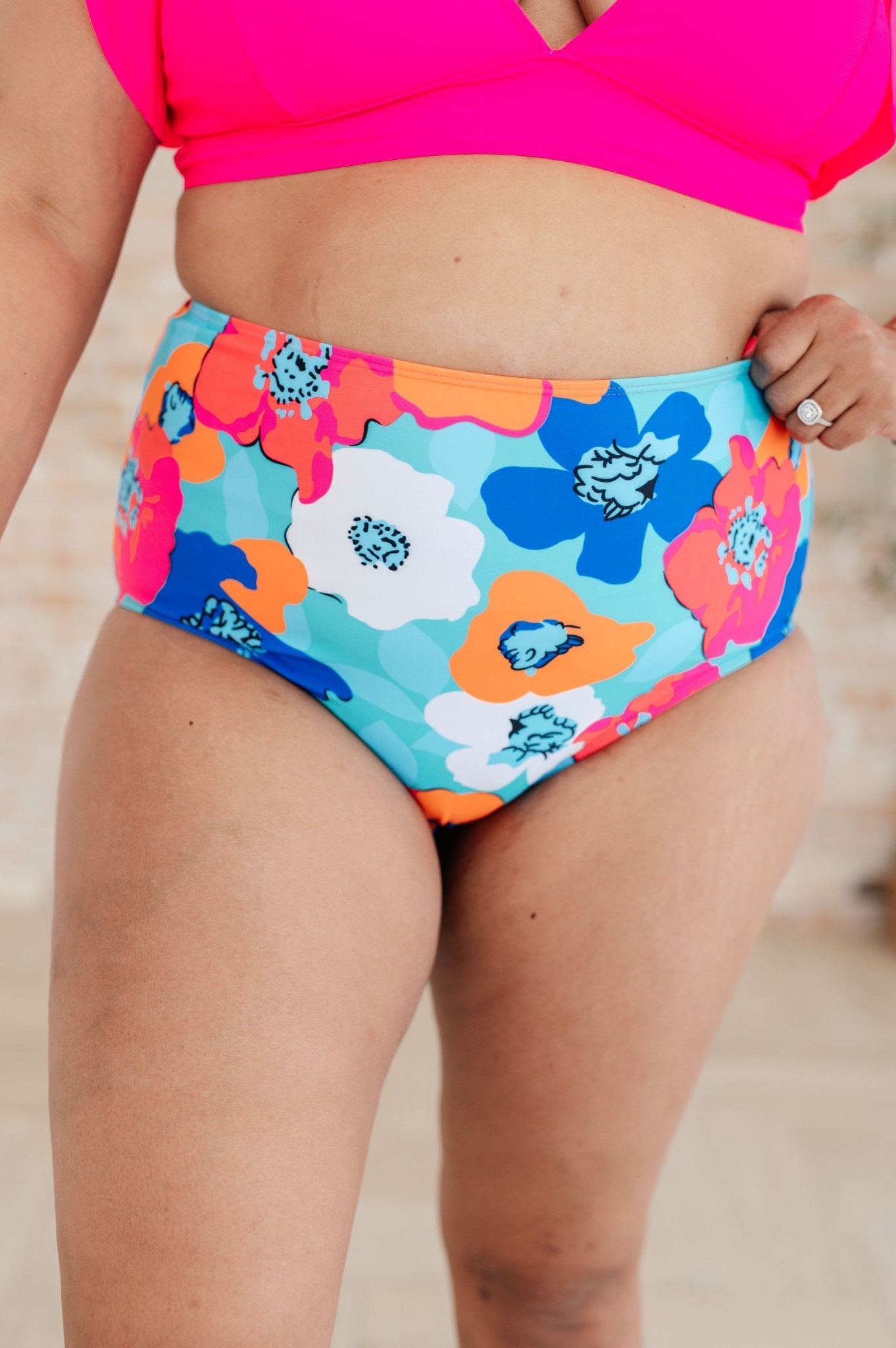 Panama Floral Print High Waisted Swim Bottoms - Driftwood Boutique