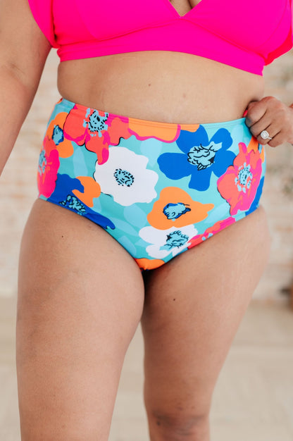 Panama Floral Print High Waisted Swim Bottoms - Driftwood Boutique