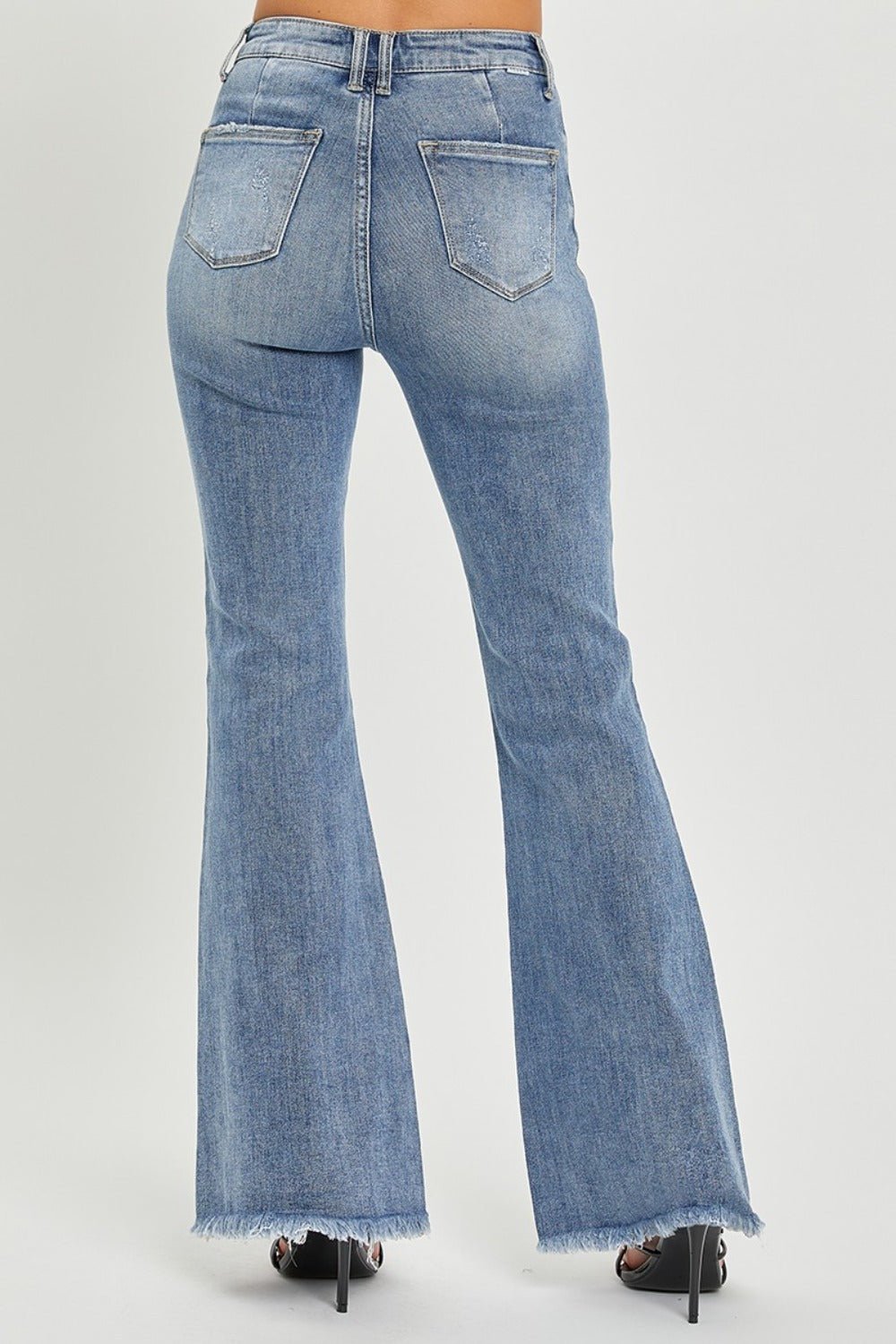 Paulina High Rise Raw Hem Flare Jeans - Driftwood Boutique