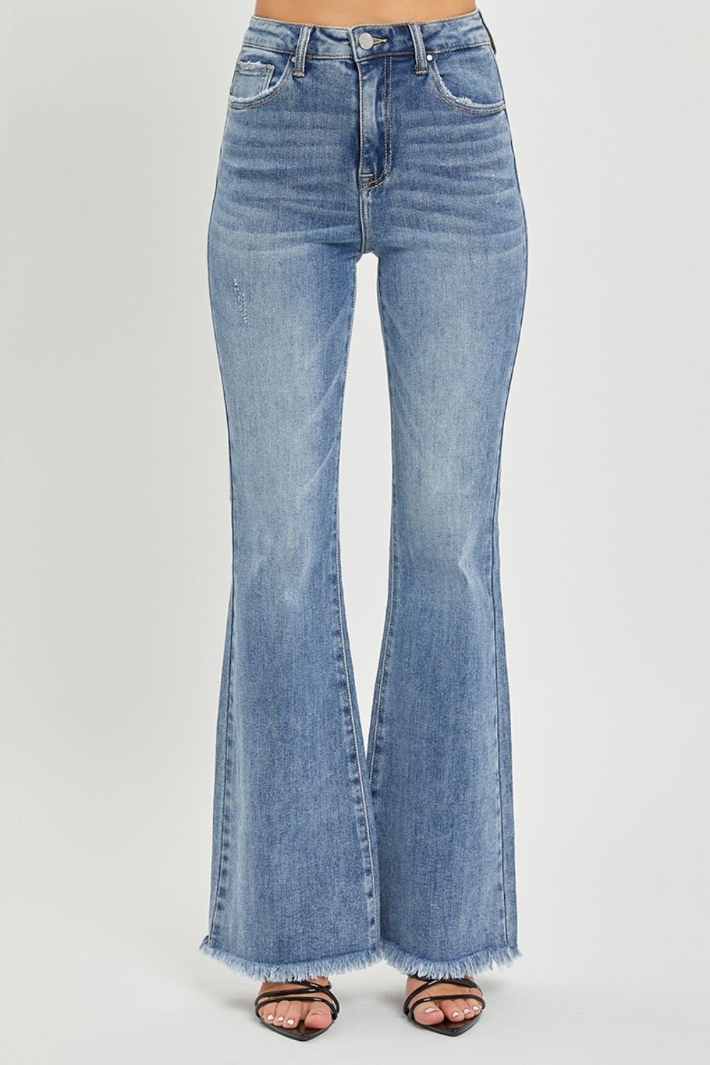 Paulina High Rise Raw Hem Flare Jeans - Driftwood Boutique