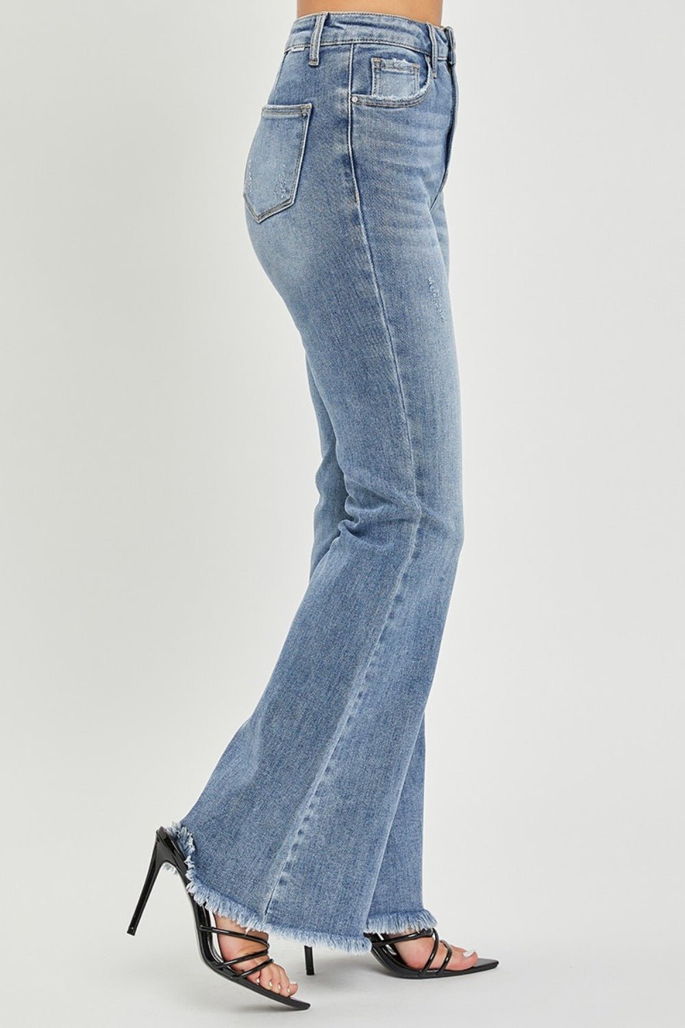 Paulina High Rise Raw Hem Flare Jeans - Driftwood Boutique