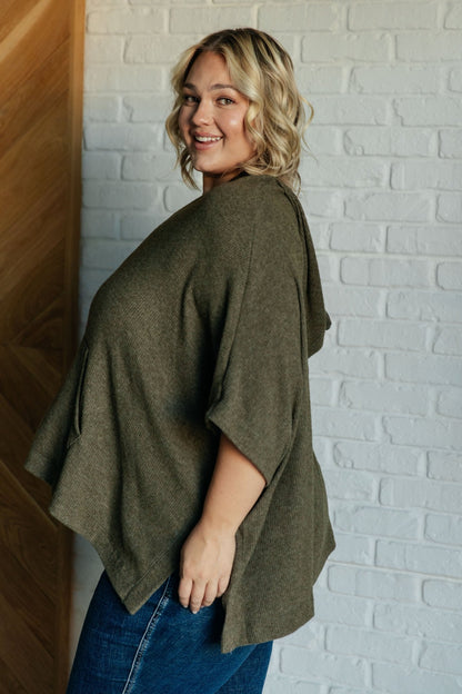 Perfectly Poised Hooded Poncho in Olive - Driftwood Boutique