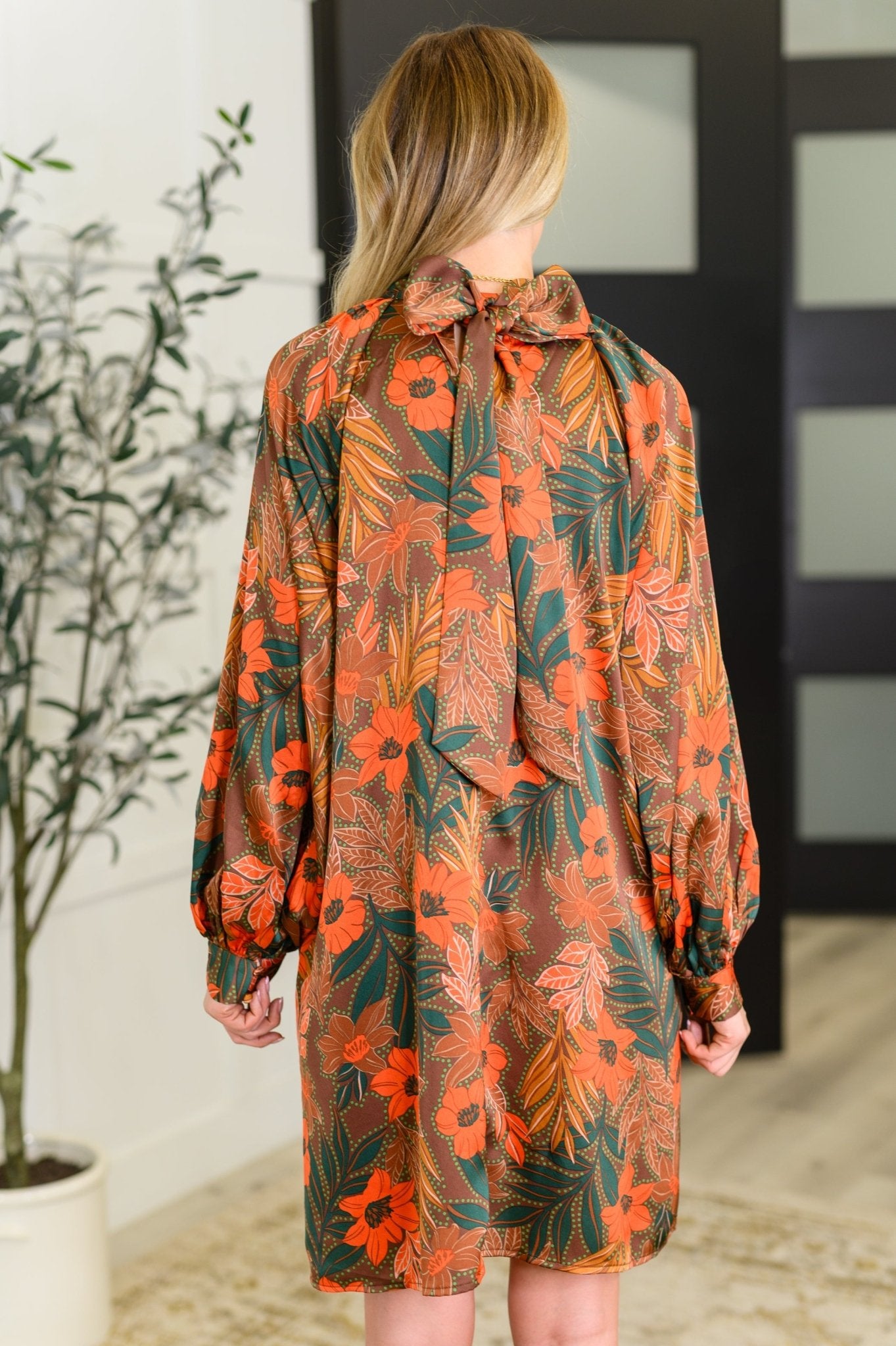 Petals After Dark Balloon Sleeve Dress - Driftwood Boutique