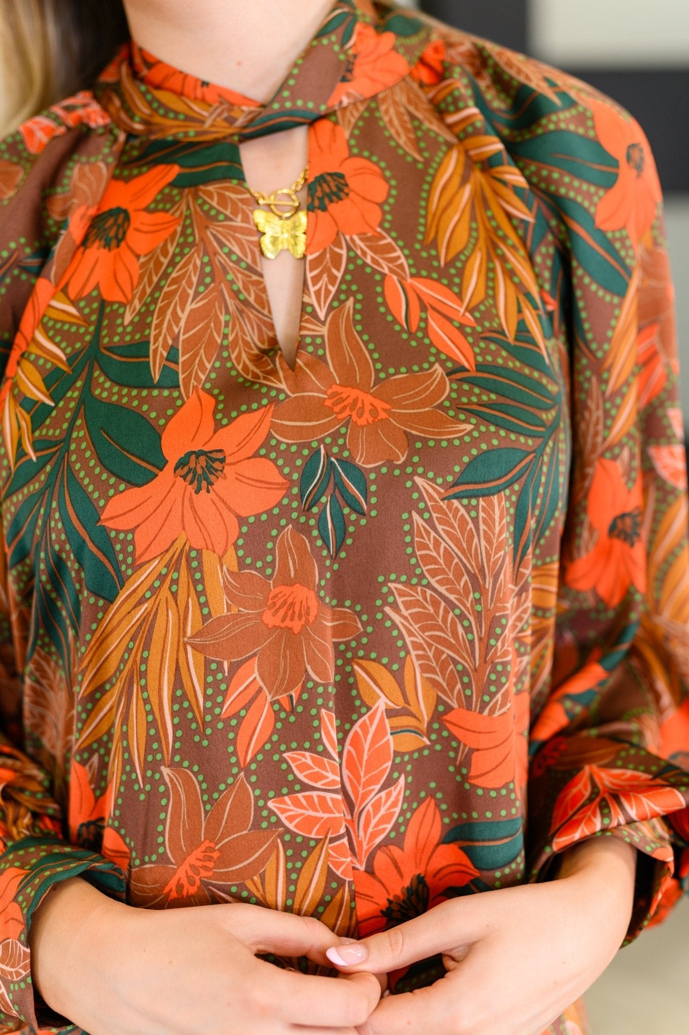 Petals After Dark Balloon Sleeve Dress - Driftwood Boutique